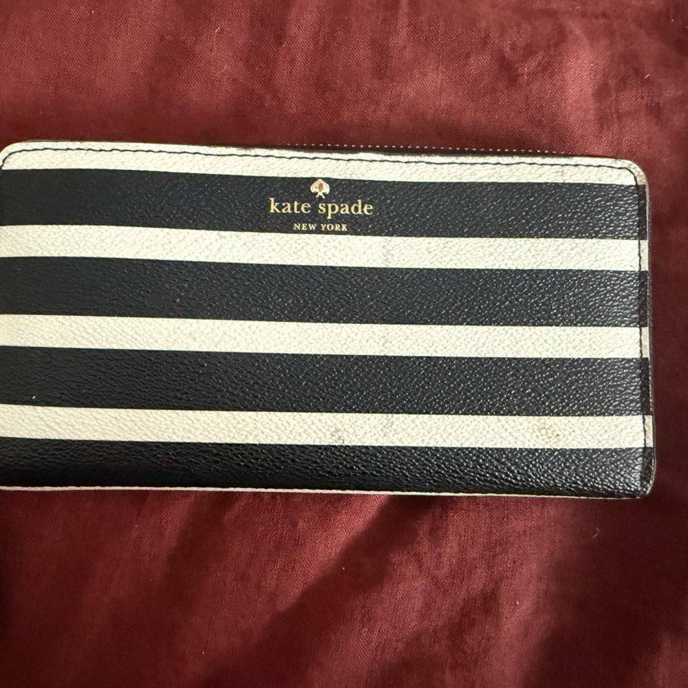 Kate Spade Black and White Striped Clutch